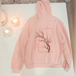Pink Hoodie with Cherry Blossom Design